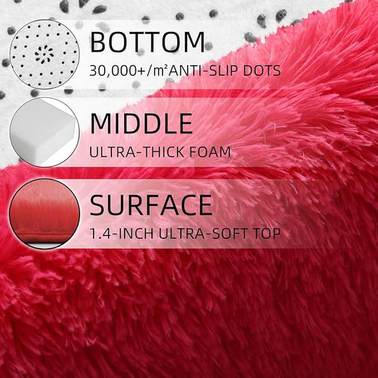 3x5 Rug, Bedside Preppy Dorm Area Rug, College Essentials Small Carpets for Bedroom, Anti Slip Living Room Rugs Home Decor (Hot Pink, 3 x 5)