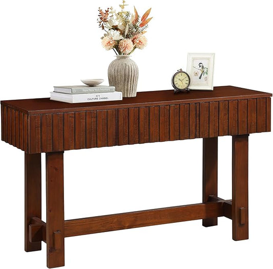 52" Wood Console Table for Entryway, Modern Sofa Table with Storage Drawers for Living Room TV, Hallway Entrance Foyer