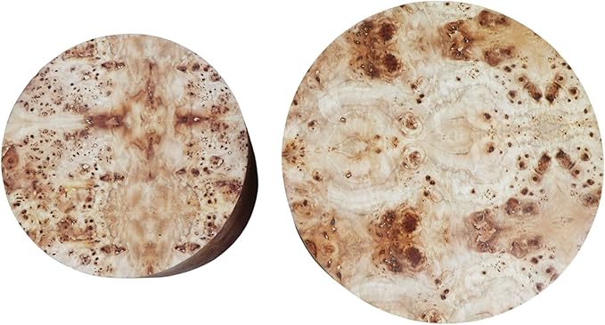 kevinplus Round Nesting Coffee Table, Farmhouse Small Coffee Table Modern Side Table End Table Set of 2 for Living Room Bedroom, No Assembly, Natural Burl