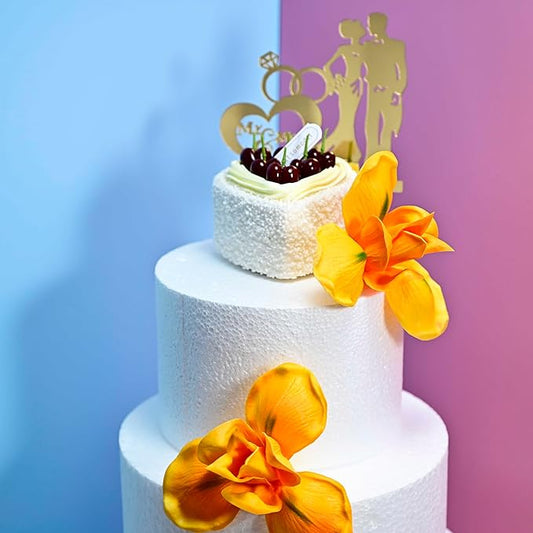 8pcs Luxury PU Orange Flowers Real Touch Wedding Bouquets Artificial Flowers for Decoration DIY Floral Gifts Home Office Table Decor Farmhouse Table Centerpiece Decorations