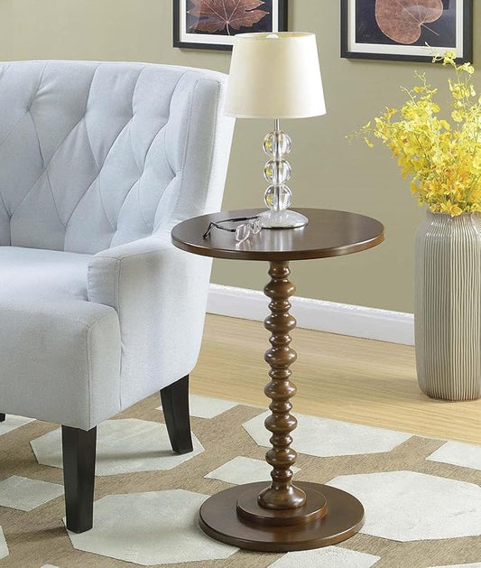 Convenience Concepts Palm Beach Spindle Table 17.75" - Traditional Round End Table for Living Room, Turned Solid Wood Side Table, Classic Display Pedestal Table, Espresso