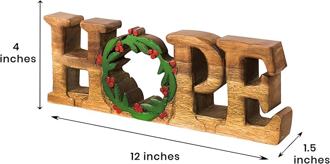 Decozen Living Room Decor: Handcrafted Hope Sign Letters Centerpiece - Bedroom, Indoor Coffee Table, House, Dining Room, Farmhouse & Kitchen Decor, Housewarming Gifts and Accessories - Solid Wood