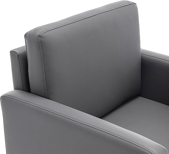 MINCETA Accent Chair,Modern Upholstered Armchair with Back and Arms,Reading Accent Chairs for Living Room,PU Leather in Gray
