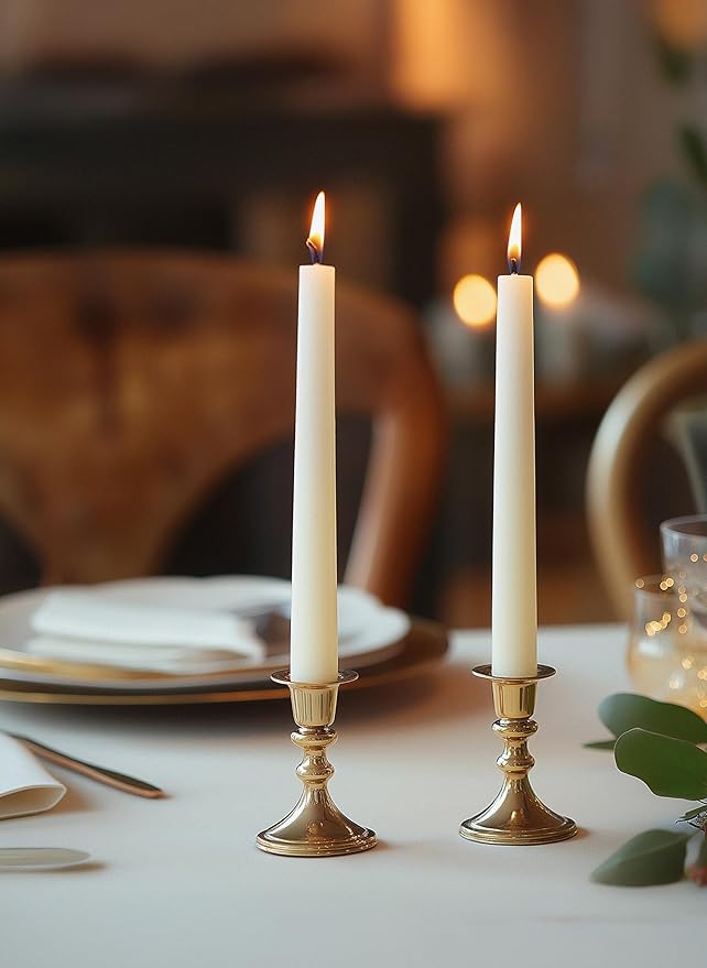 12pk 10" Classic Taper Candles, Ivory, 7-8 Hours Long Burning, Unscented Tall Candlesticks