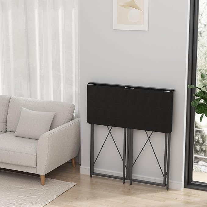 39.37" Folding Standing Desk, Small Laptop Stand Up Desk for Sitting or Standing, No Assembly Needed, Portable, Tall Foldable Desk for Home, Office, Small Spaces (Black)