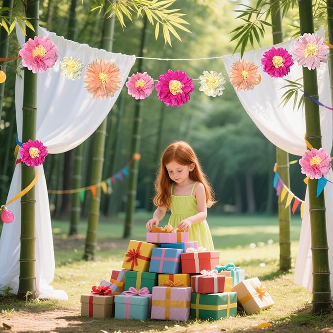 BRT Bearingshui Tissue Paper PomPoms Flower 22 Pcs Pink,Light Pink,Hot Pink,Ivory,Light peach Chrysanth Flower for Nursery Wall Birthday Bachelorette Wedding Baby Shower Bridal Shower Party Decoration