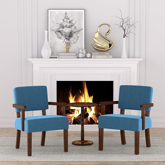 Accent Chair with Wood Frame, Arm Chairs Oversized with Soft Seat and Armrests