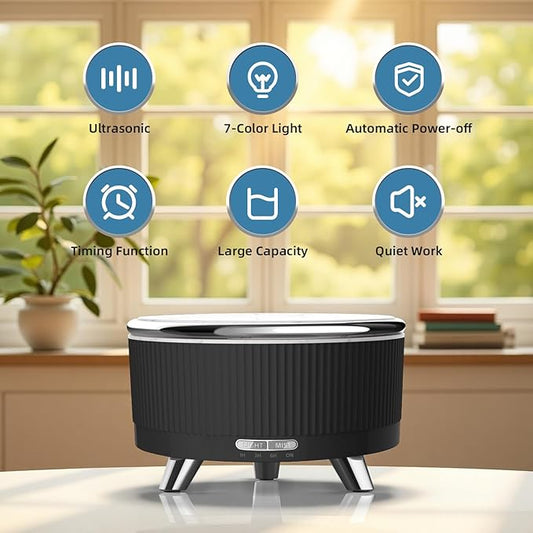 500ML Essential Oil Diffuser: Ultrasonic Aroma Diffuser with Remote Control for Spa Hotel Yoga Room - Humidifier for Bedroom with 7-Color Night Lights & Auto Shut-Off for Nursery/Women Home Relaxation