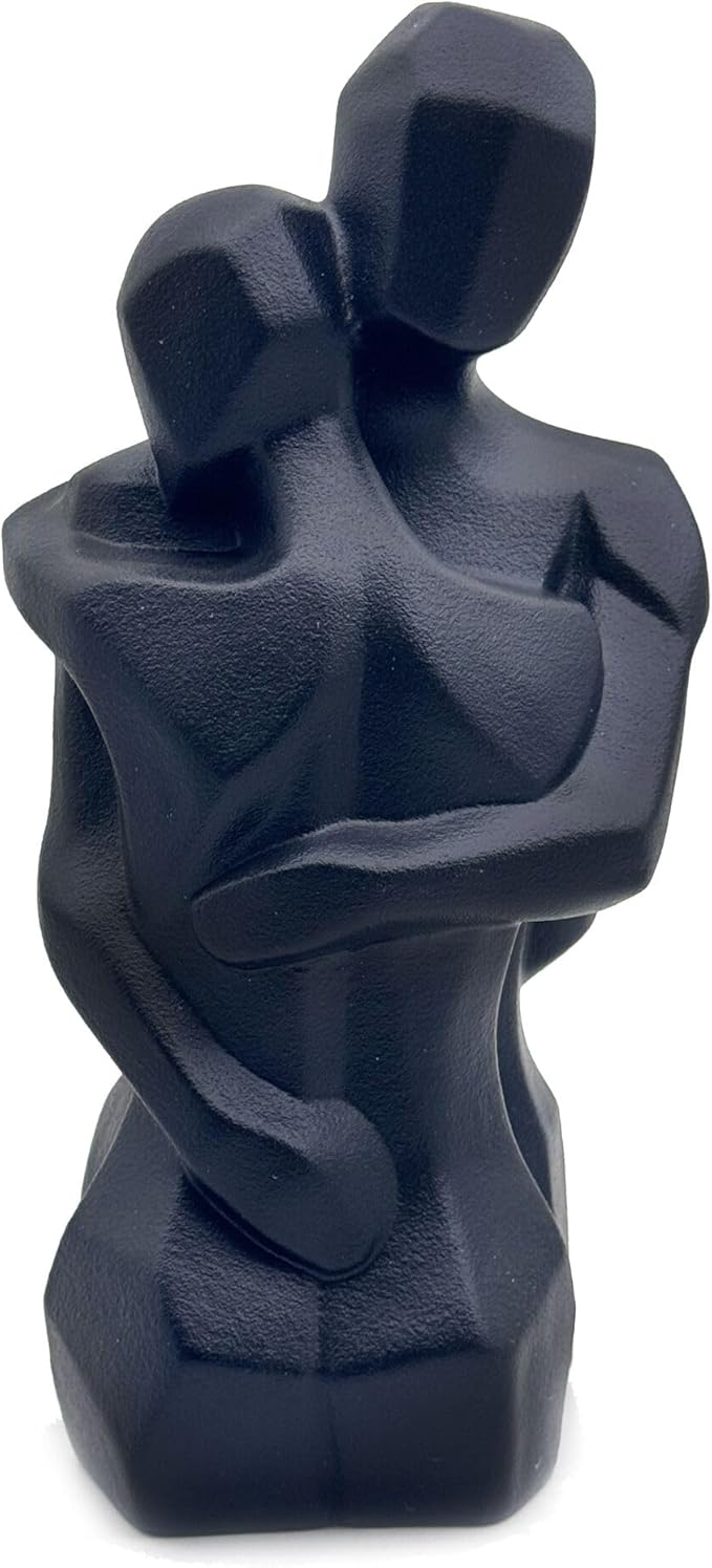 9.7 Inch Couple Sweethearts Lover Hug Ceramic Statue Figurine Sculpture Collectible Gifts for Office Home Decor Desk Accessories Decoration Figurines Black