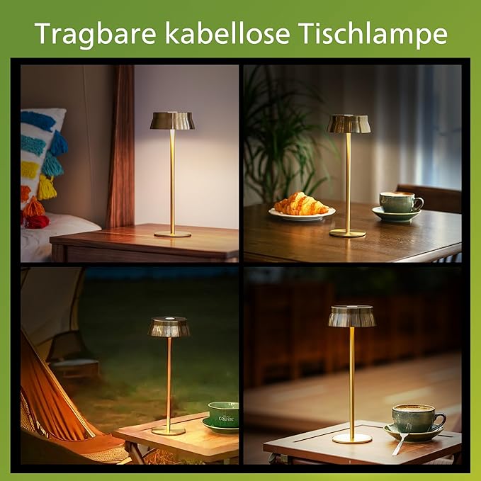 Philips Cordless Table Lamp, Portable Outdoor LED Desk Light,Rechargeable Battery Operated, 2 Adjustable Height, Touch Control & 3 Color Stepless Dimming, Waterproof Lamps for Restaurant/Bedroom