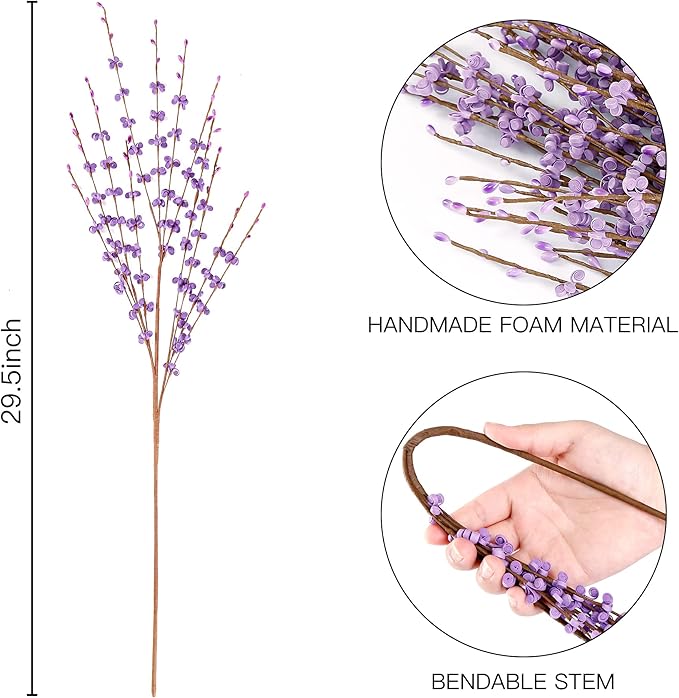 Sggvecsy 10 Pcs 29.5’’ Long Artificial Jasmine Flowers Tall Fake Flower Bouquet Faux Jasmine Plants Dry Branches for Wedding Home Party Office Hotel Restaurant Kitchen Decoration(Light Purple)