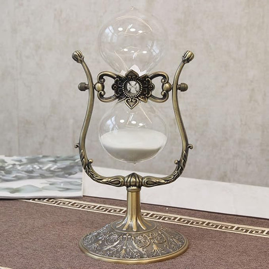 Hourglass Timer, 15 Minutes Hourglass Timer,Hourglass Desk Decor,Embossed Golden Hourglass Timer,Used for Vintage Home Decoration, Office Decoration, Kitchen Wedding Gifts (C)