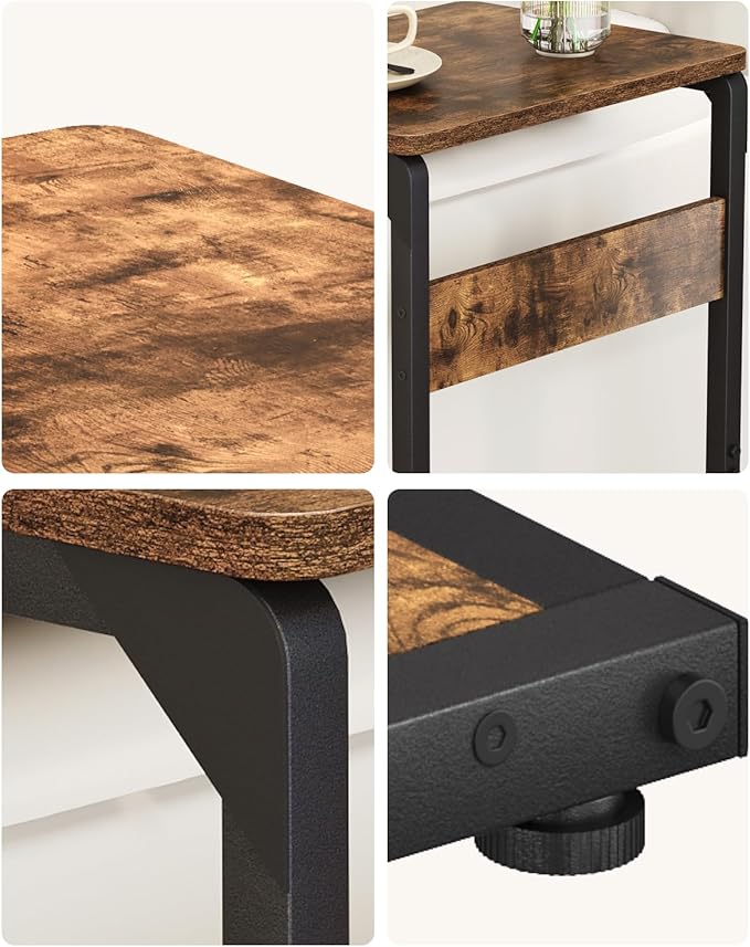 C-Shaped End Tables, Small Side Table for Couch, Sofa TV Tray Table for Living Room, Bedroom, Bedside ET-YB-BRW1