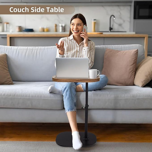 Aoligrace Side Table Adjustable Height, 360°Swivel C Shaped End Table for Couch Sofa Bed, Small TV Tray C Table for Small Spaces Living Room Bedroom
