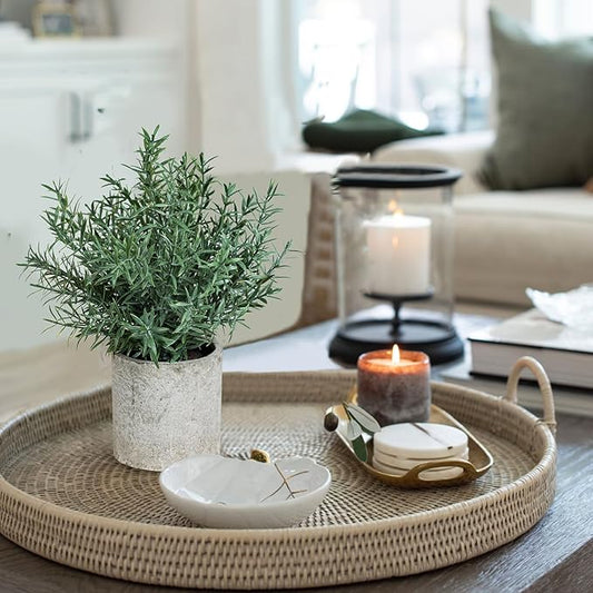 2 Pack Small Fake Plants Rosemary Potted Artificial Plants for Shelf Desk Home Kitchen Bathroom Farmhouse Room Coffee Table Decor (Green)