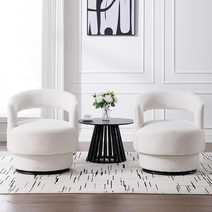 HEAH-YO Round Coffee Table, Circle End Table with Pedestal Base, 24 Inch Modern Side Table for Living Room Home Small Space Office, Black