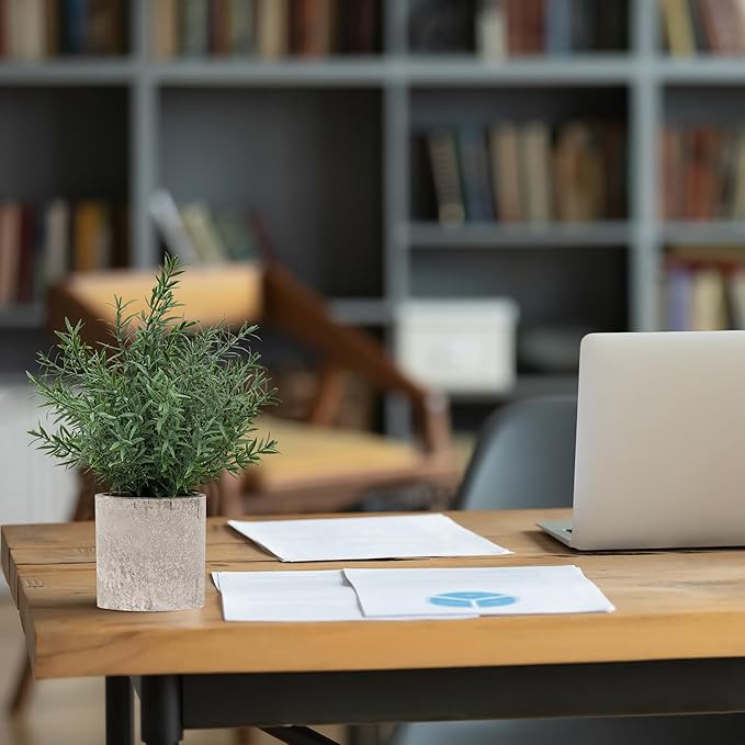 2 Pack Small Fake Plants Rosemary Potted Artificial Plants for Shelf Desk Home Kitchen Bathroom Farmhouse Room Coffee Table Decor (Green)