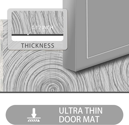 Ultra Thin Door Mat Indoor Entrance, 1/10 in Thin Door Mats for Inside Entry, Non-Slip Rubber Backing Washable Doormat, Fade Resistant, Absorbent, Low Profile Dirt Trapper, 30"X17"