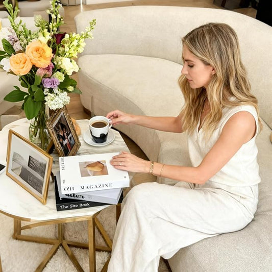 Luxe Large 6PCS Book Shelf Decor Decorative Book, Minimalist Linen Hardcover Faux/Fake Books for Coffee Table Home Decor Living Room Bedroom Decoration, Photo Storage, Assembly Required