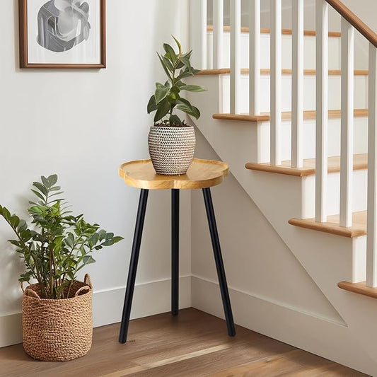 Plant Stand Indoor, Wood Plant Table Plant Holder with Raised Design,Heavy Duty Metal Flower Pot Stand, Mid Century Modern Home Decor Small Side End Table(Clr.3-Flower 20" H)