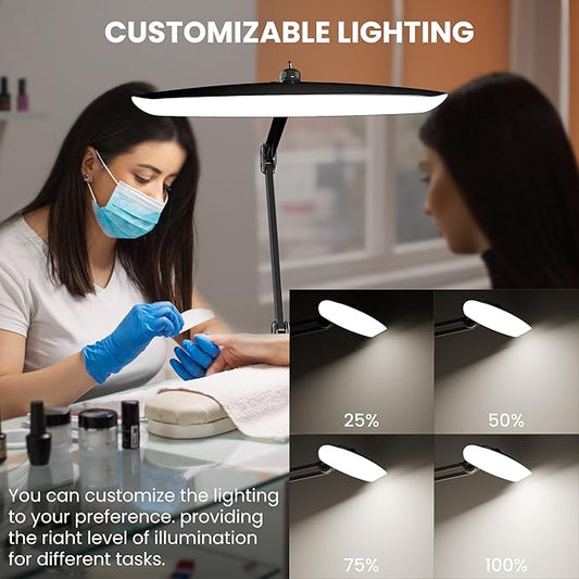 3000 Lumens Adjustable LED Desk Lamp & Task Lamp - Bright, Dimmable Lighting for Office, Crafts, Nails &Salon Hobbies with Clamp (CCT, Black)