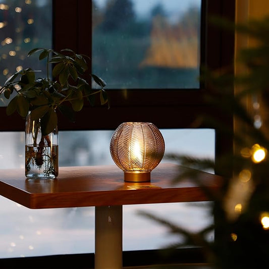 Battery Operated Lamp with Timer, Cordless Table Lamps with Bulb, Battery Powered Light, Small Lamps for Living Room Decorative Bedside for Corner Bedroom-Amber