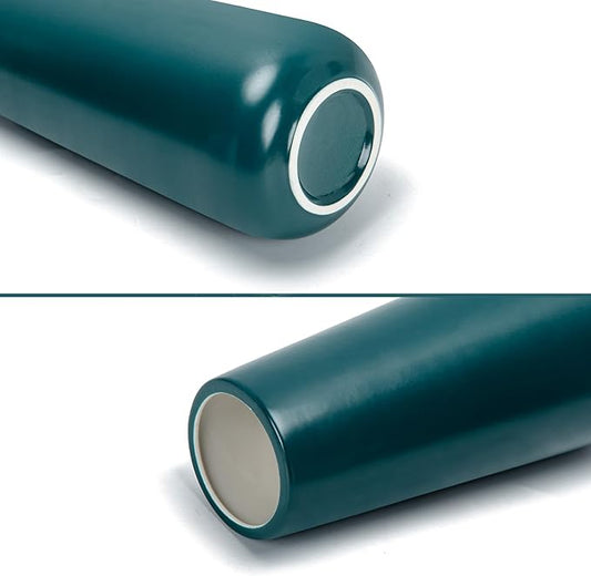 D'vine Dev 11 Inch Ceramic Flower Vase Matte Finishing, Minimalist Design for Home Décor, Bedroom, Living Room, Centerpieces, Office, Emerald Green, VS-XH-F-2