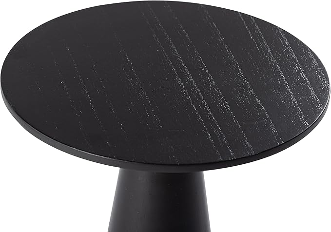 COZAYH Farmhouse Pedestal Small End Table Round Martini Table Wood Plant Stand Rustic Drink Table for Small Space Living Room, Bedroom, Black