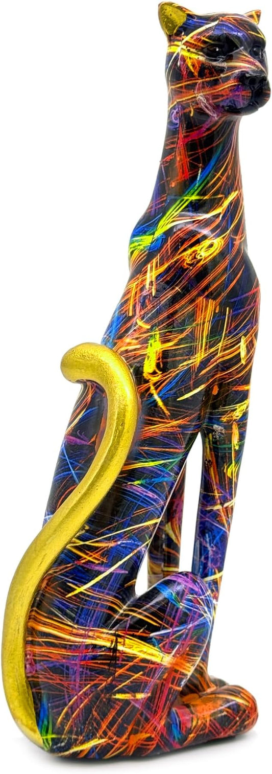 Colorful Leopard Statue Art Figurine Sculpture Collectible Gifts for Leopard Lover Office Home Decor Desk Accessories Decoration Garden Figurines Outdoor Decor (Color E)