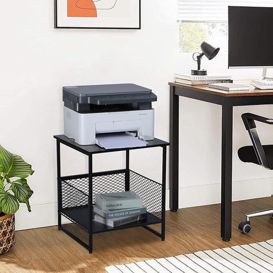 End Table, Square Side Table, Couch Side Table with 2 Tier Storage, Great for Printer Stand, Mini Fridge Stand, Nightstand, Ideal for Living Room, Bedroom, Office(2 Pack)