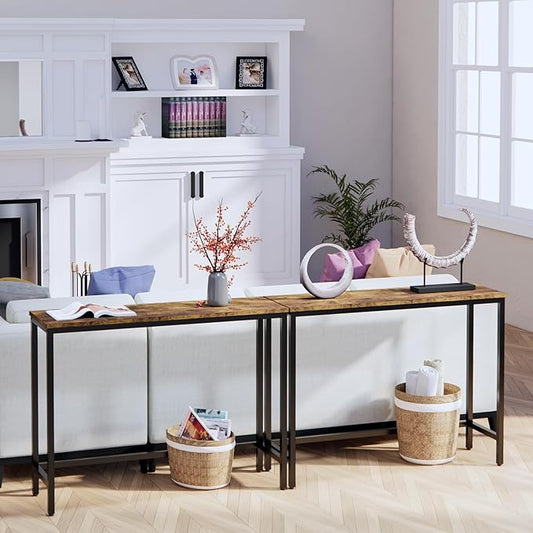 39.4” Console Table, Hallway Entrance Table Sofa Table Behind Couch, for Living Room, Entryway, Easy Assembly, Accent Table, Rustic Brown