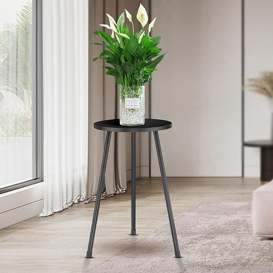 Black Tall Plant Stand Indoor Set of 2, Mid Century Wood Plant Table for Flower Pots, Metal Plant Holder, Modern Home Decor Small Round Side End Table (11.8"x20")