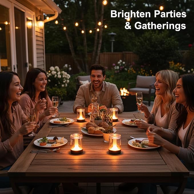 uuffoo Mini Rechargeable Night Lights 4-Pack, Transparent Table Lamps for Bedroom, Living Room, Office & Camping, Portable Ambiance Lighting with Charging Base, Flickering & Steady Candle Modes