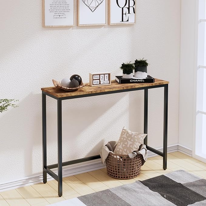 39.4” Console Table, Hallway Entrance Table Sofa Table Behind Couch, for Living Room, Entryway, Easy Assembly, Accent Table, Rustic Brown