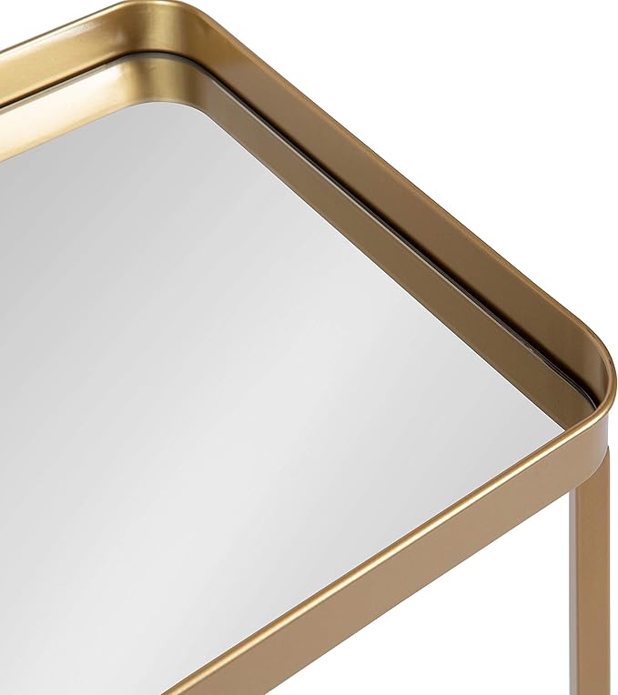 Kate and Laurel Celia Modern Mirrored Tray Side Table, 18 x 12 x 26, Gold, Foldable Rectangular End Table for Storage and Display