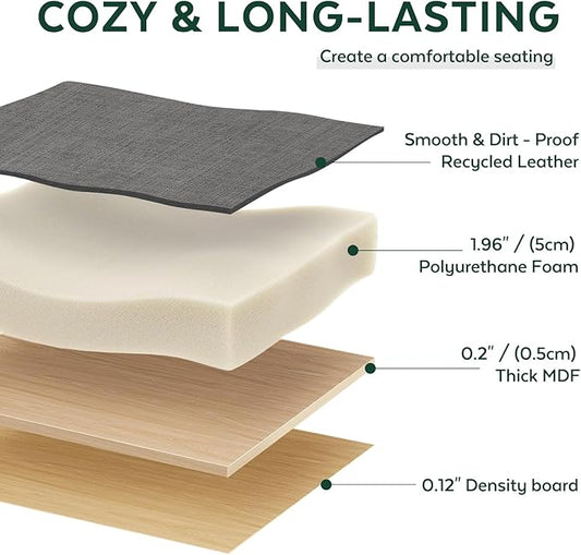 17.7" Square Ottoman with Storage, Storage Ottoman Foot Stool with Lid & Solid Wood Legs, Linen Ottomans for Living Room, Bedroom, Dorm, Gray