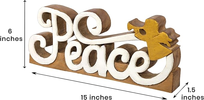 Decozen Living Room Decor: Handcrafted Peace Sign Letters Centerpiece - Bedroom, Indoor Coffee Table, House, Dining Room, Farmhouse & Kitchen Decor, Housewarming Gifts and Accessories - Solid Wood