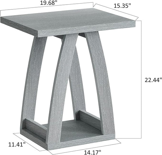 End Tables Living Room. Side Table Beside Sofa. Modern End Table for Living Room. Couch Side Table with Shelf. Slate Grey Wood Side Tables