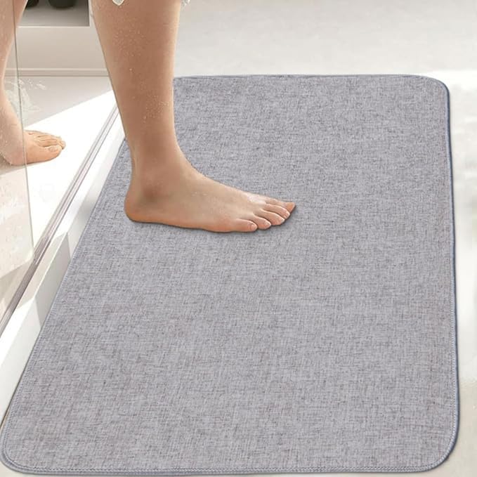 Indoor Door Mat, 1/10 in Ultra Thin Door Mat, Non-Slip Natural Rubber Backing Inside Doormat, Washable, Low-Profile Entrayway Mats, Durable Dirt Trapper for Various Entrance, 30''X17'' Grey