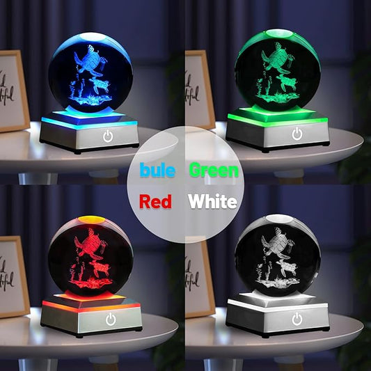 3.15 inch Sea Turtle Crystal Ball Night Light with Colorful LED Lamp Touch Base Sea Turtle Decor Gifts for Women Friends Birthday Christmas