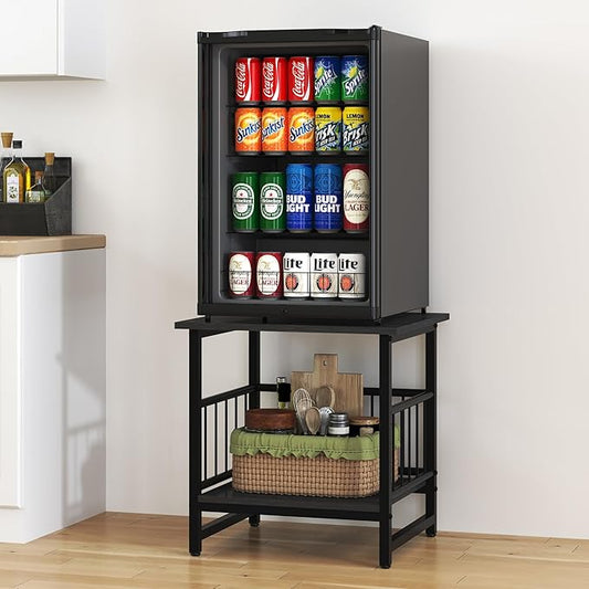 18" Square End Table, Modern Nightstand Side Table, Nightstand with Open Storage Shelf for Living Room, Heavy Duty Stand of Mini Beverage for Dorm, Kitchen Room, Black