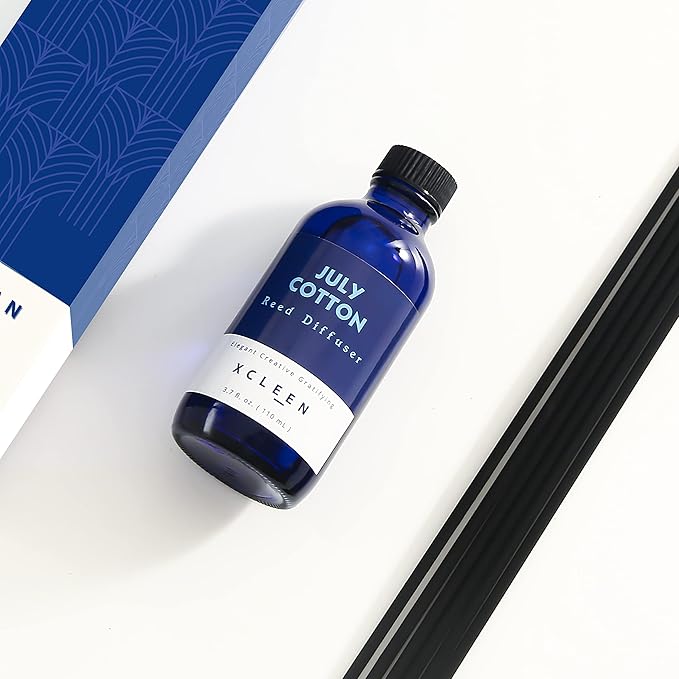 July Cotton Reed Diffuser Set, 3.7 Oz Aromatherapy Scented Oil Diffuser Sticks, Great Room Air Fresheners, Best Housewarming Gift idea - Giving, Home & Office Decor