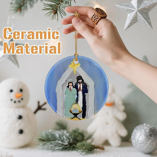 Nativity Scene Christmas Ornament, Jesus’ Birth Christmas Ornament, Holy Family Decoration, Religious Holiday Decor | Gifts for Christian, Gifts for Religious Women - Style D
