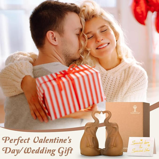 Loving Pair of Elephants, Elephant Statues for Home Decor, Elephant Figurines for Shelf, Table or Living Room, Symbol of Love and Harmony, Gift for Women, Mom