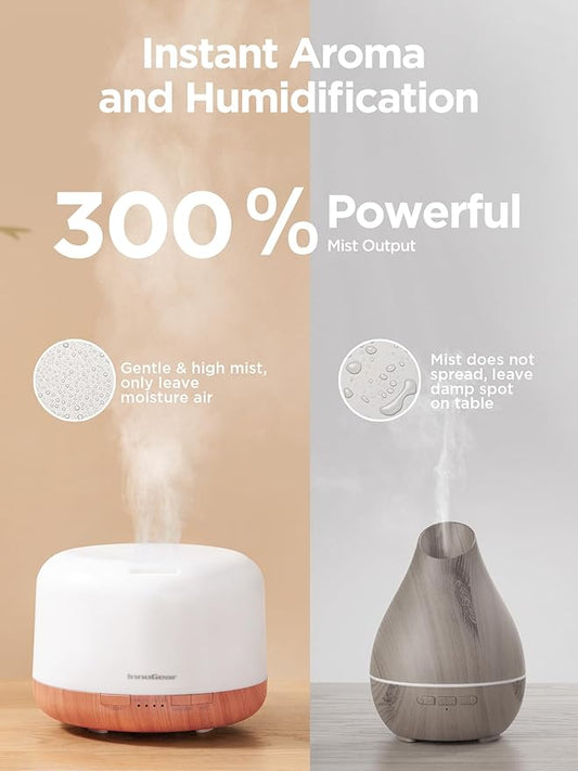 InnoGear 500ml Essential Oil Diffuser with Remote Control, Premium Ultrasonic Aromatherapy Diffusers Scent Humidifier Vaporizer Auto-Off Timer for Large Room Home, Yellow