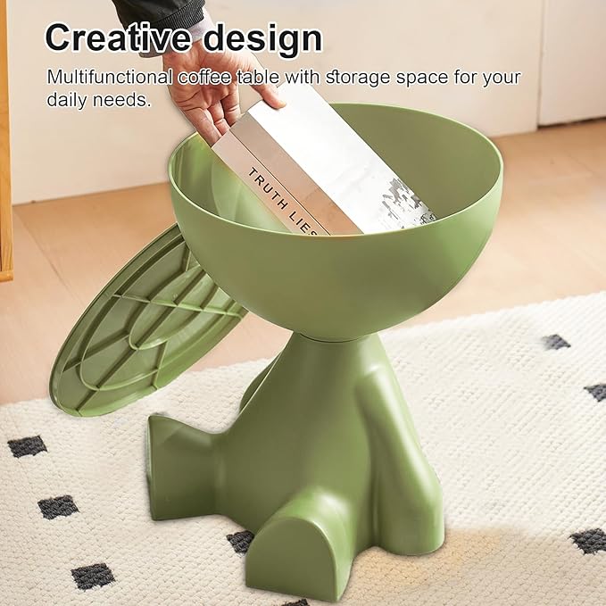 Mini Circle Side Table, Small Modern Bowl-Shaped Coffee Table, Sofa End Table Nightstand, Modern Bedside Home Decor for Living Room, Bedroom,Living Room (Green)