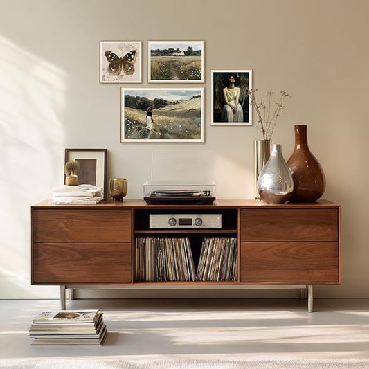 YUEYARIT Framed wall art, vintage wall decor, modern farmhouse style butterfly decor, canvas printed pictures, suitable for gifts, cottagecore bedroom, bathroom, living room, and office artwork (20x20) inch