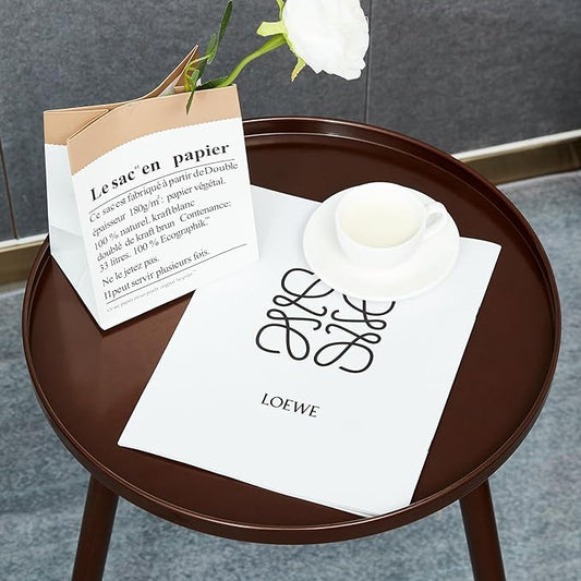 End/Side Tables - Small Round Accent Table, Metal Bronze Narrow Night Stands with 3 Legs, Ideal for Any Room-Side Tables Living Room, Bedroom, Plant Stand Balcony, Indoor & Outdoor