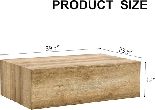 39.3" Rectangular Wood Coffee Table, Modern Coffee Tables in Natural Wood Finish for Living Room, Contemporary No Assembly Wooden Center Cocktail Table for Bedroom, Reception Room