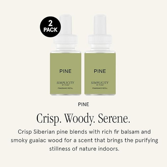 Pura & Simplicity Home Scent Refill - Smart Home Air Diffuser Fragrance - Provides Hours of Luxury Fragrance - Household Essential - Clean & Safe Diffuser - Single Refill, Pine